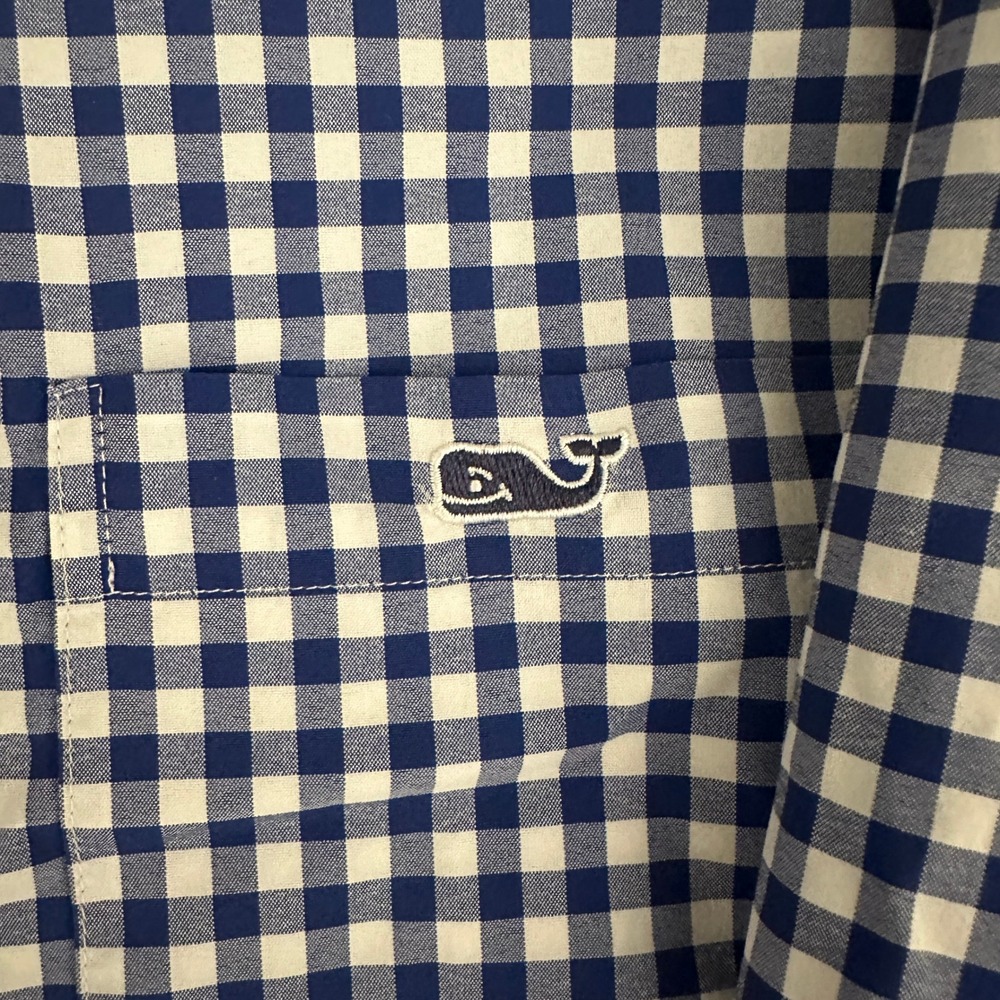 Vineyard Vines Performance Classic Fit Tucker Shirt Mens Small Navy Gingham - Picture 4 of 4
